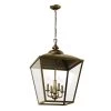 Dame 4-Light Character Bronze Vintage Lantern Foyer Pendant Hanging Light with Clear Glass by KICHLER -Kichler Sales character bronze kichler chandeliers 52475chz 64 1000