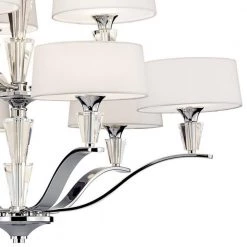 Crystal Persuasion 9-Light Chrome Transitional Dining Room Chandelier with White Fabric Shade by KICHLER -Kichler Sales chrome kichler chandeliers 42031ch c3 1000