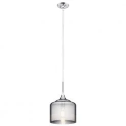 Tabot 16.75 in. 1-Light Chrome Contemporary Kitchen Pendant Hanging Light with Smoked Glass by KICHLER