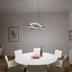 Elan Opus 100-Watt Integrated LED Chrome Contemporary Dining Room Hanging Light Pendant by KICHLER -Kichler Sales chrome kichler chandeliers 83863 44 1000