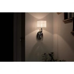 Parker Point 1-Light Chrome Bathroom Indoor Wall Sconce with Optical Crystal Accents and Organza Fabric by KICHLER -Kichler Sales chrome kichler vanity lighting 42634ch 1f 1000