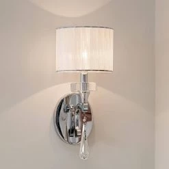 Parker Point 1-Light Chrome Bathroom Indoor Wall Sconce with Optical Crystal Accents and Organza Fabric by KICHLER -Kichler Sales chrome kichler vanity lighting 42634ch 44 1000