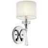 Parker Point 1-Light Chrome Bathroom Indoor Wall Sconce with Optical Crystal Accents and Organza Fabric by KICHLER -Kichler Sales chrome kichler vanity lighting 42634ch 64 1000