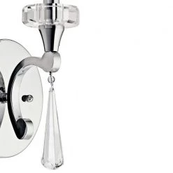 Parker Point 1-Light Chrome Bathroom Indoor Wall Sconce with Optical Crystal Accents and Organza Fabric by KICHLER -Kichler Sales chrome kichler vanity lighting 42634ch 66 1000