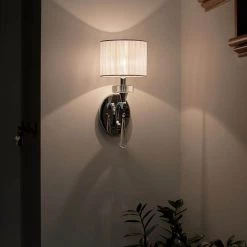 Parker Point 1-Light Chrome Bathroom Indoor Wall Sconce with Optical Crystal Accents and Organza Fabric by KICHLER -Kichler Sales chrome kichler vanity lighting 42634ch fa 1000