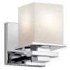 Tully 1-Light Chrome Bathroom Indoor Wall Sconce with Satin Etched Cased Opal Glass Shade by KICHLER -Kichler Sales chrome kichler vanity lighting 45149ch 64 1000