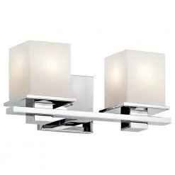 Tully 5 in. 2-Light Chrome Bathroom Vanity Light with Etched Glass Shade by KICHLER