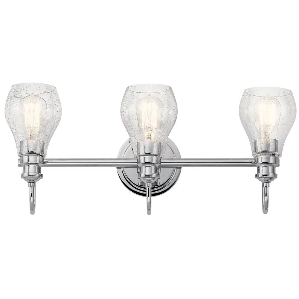 Greenbrier 5.5 in. 3-Light Chrome Bathroom Vanity Light with Seeded Glass Shade by KICHLER 3 Greenbrier 5.5 in. 3-Light Chrome Bathroom Vanity Light with Seeded Glass Shade by KICHLER