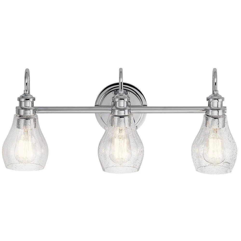Greenbrier 5.5 in. 3-Light Chrome Bathroom Vanity Light with Seeded Glass Shade by KICHLER 4 Greenbrier 5.5 in. 3-Light Chrome Bathroom Vanity Light with Seeded Glass Shade by KICHLER - Image 2