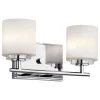 O Hara 7 in. 2-Light Chrome Bathroom Vanity Light with Etched Glass Shade by KICHLER 2 O Hara 7 in. 2-Light Chrome Bathroom Vanity Light with Etched Glass Shade by KICHLER -Kichler Sales chrome kichler vanity lighting 45501ch 64 1000