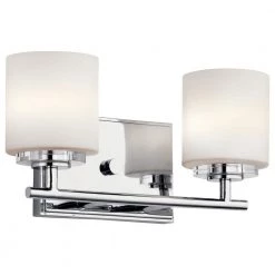 O Hara 7 in. 2-Light Chrome Bathroom Vanity Light with Etched Glass Shade by KICHLER