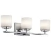 Ohara 3-Light Chrome Bathroom Vanity Light with Satin Etched Cased Opal Glass by KICHLER -Kichler Sales chrome kichler vanity lighting 45502ch 64 1000