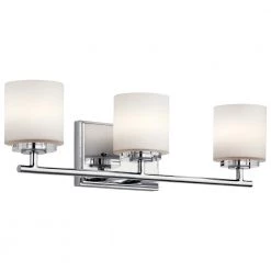 Ohara 3-Light Chrome Bathroom Vanity Light with Satin Etched Cased Opal Glass by KICHLER