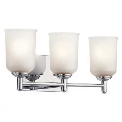 Shailene 3-Light Chrome Bathroom Vanity Light with Satin Etched Glass by KICHLER