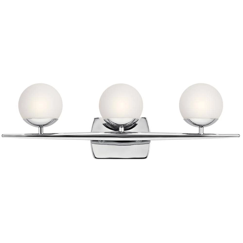 Jasper 6.25 in. 3-Light Chrome Bathroom Vanity Light with Etched Glass Shade by KICHLER 6 Jasper 6.25 in. 3-Light Chrome Bathroom Vanity Light with Etched Glass Shade by KICHLER - Image 4