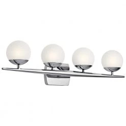Jasper 6.25 in. 4-Light Chrome Bathroom Vanity Light with Etched Glass Shade by KICHLER