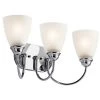 Jolie 8.75 in. 3-Light Chrome Bathroom Vanity Light with Etched Glass Shade by KICHLER -Kichler Sales chrome kichler vanity lighting 45639ch 64 1000