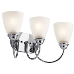 Jolie 8.75 in. 3-Light Chrome Bathroom Vanity Light with Etched Glass Shade by KICHLER