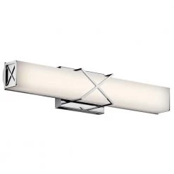 Trinsic 6.25 in. Chrome Integrated LED Linear Bathroom Vanity Light Bar with Satin Etched White Glass by KICHLER