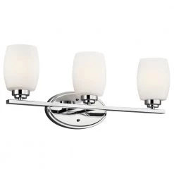 Eilleen 10 in. 3-Light Chrome LED Bathroom Vanity Light with Satin Etched White Glass Shade by KICHLER