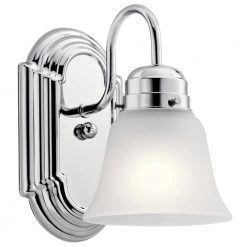 Independence 1-Light Chrome Bathroom Indoor Wall Sconce with Satin Etched Glass Shade by KICHLER