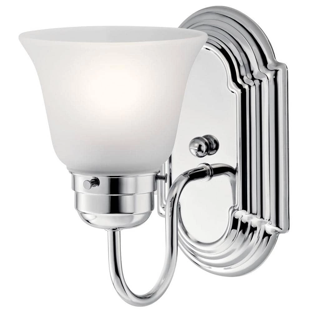 Independence 1-Light Chrome Bathroom Indoor Wall Sconce with Satin Etched Glass Shade by KICHLER 4 Independence 1-Light Chrome Bathroom Indoor Wall Sconce with Satin Etched Glass Shade by KICHLER - Image 2