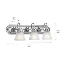 Independence 24 in. 3-Light Chrome Bathroom Vanity Light with Frosted Glass Shade by KICHLER -Kichler Sales chrome kichler vanity lighting 5337chs 4f 1000