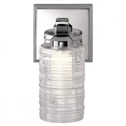 Giarosa 10 in 1-Light Chrome Bathroom Indoor Wall Sconce with Clear Ribbed Outer Glass and Satin Etched Opal Inner Glass by KICHLER 10 Giarosa 10 in 1-Light Chrome Bathroom Indoor Wall Sconce with Clear Ribbed Outer Glass and Satin Etched Opal Inner Glass by KICHLER -Kichler Sales chrome kichler vanity lighting 55095ch 1f 1000