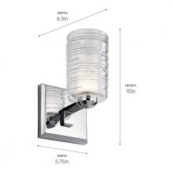 Giarosa 10 in 1-Light Chrome Bathroom Indoor Wall Sconce with Clear Ribbed Outer Glass and Satin Etched Opal Inner Glass by KICHLER 11 Giarosa 10 in 1-Light Chrome Bathroom Indoor Wall Sconce with Clear Ribbed Outer Glass and Satin Etched Opal Inner Glass by KICHLER -Kichler Sales chrome kichler vanity lighting 55095ch 44 1000