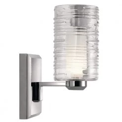 Giarosa 10 in 1-Light Chrome Bathroom Indoor Wall Sconce with Clear Ribbed Outer Glass and Satin Etched Opal Inner Glass by KICHLER 9 Giarosa 10 in 1-Light Chrome Bathroom Indoor Wall Sconce with Clear Ribbed Outer Glass and Satin Etched Opal Inner Glass by KICHLER -Kichler Sales chrome kichler vanity lighting 55095ch 4f 1000