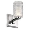 Giarosa 10 in 1-Light Chrome Bathroom Indoor Wall Sconce with Clear Ribbed Outer Glass and Satin Etched Opal Inner Glass by KICHLER -Kichler Sales chrome kichler vanity lighting 55095ch 64 1000