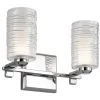Giarosa 15 in. 2-Light Chrome Bathroom Vanity Light with Clear Ribbed Glass by KICHLER -Kichler Sales chrome kichler vanity lighting 55096ch 64 1000