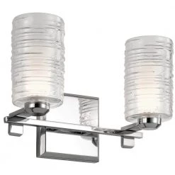 Giarosa 15 in. 2-Light Chrome Bathroom Vanity Light with Clear Ribbed Glass by KICHLER