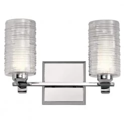 Giarosa 15 in. 2-Light Chrome Bathroom Vanity Light with Clear Ribbed Glass by KICHLER -Kichler Sales chrome kichler vanity lighting 55096ch c3 1000