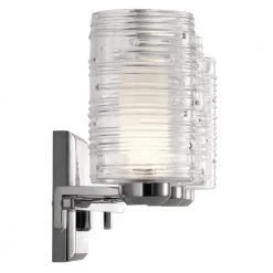 Giarosa 22.25 in. 3-Light Chrome Bathroom Vanity Light with Clear Ribbed Glass by KICHLER -Kichler Sales chrome kichler vanity lighting 55097ch 4f 1000