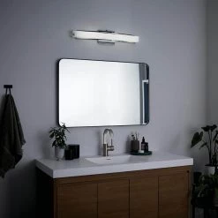 Elan Rowan 1-Light Chrome Integrated LED Bathroom Vanity Light Bar with Etched Opal Glass by KICHLER -Kichler Sales chrome kichler vanity lighting 83758 1f 1000