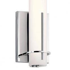 Traverso 21-Watt Chrome Integrated LED Bathroom Indoor Wall Sconce with Frosted Glass Shade by KICHLER -Kichler Sales chrome kichler vanity lighting 83944 c3 1000
