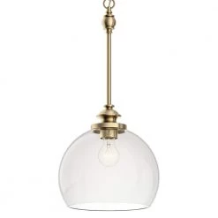 Lecelles 1-Light Classic Bronze Globe Pendant Light with Clear Glass Shade by KICHLER