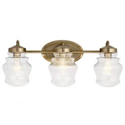 Janiel 7 in. 3-Light Classic Bronze Bathroom Vanity Light with Clear Glass Shade by KICHLER -Kichler Sales classic bronze kichler vanity lighting 55039clz 4f 1000