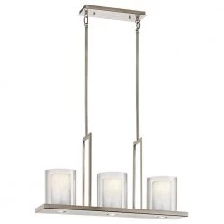 Triad 6-Light Classic Pewter Contemporary Dining Room Linear Chandelier with Layered Glass Shades by KICHLER