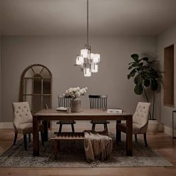 City Lights 7-Light Classic Pewter Contemporary Dining Room Chandelier with White Etched Glass Shade by KICHLER -Kichler Sales classic pewter kichler chandeliers 42940clp 1f 1000