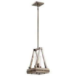 Colerne 2-Light Classic Pewter Farmhouse Kitchen Lantern Pendant Hanging Light with Clear Seeded Glass by KICHLER