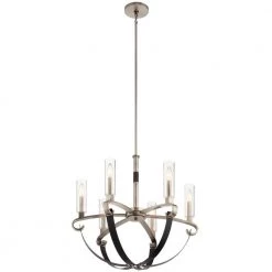 Artem 6-Light Classic Pewter Contemporary Candlestick Dining Room Chandelier with Clear Glass Shade by KICHLER