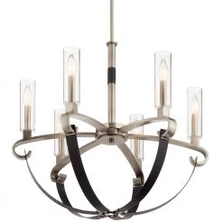 Artem 6-Light Classic Pewter Contemporary Candlestick Dining Room Chandelier with Clear Glass Shade by KICHLER -Kichler Sales classic pewter kichler chandeliers 52015clp c3 1000