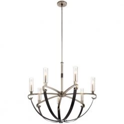 Artem 7-Light Classic Pewter Contemporary Candlestick Dining Room Chandelier with Clear Glass Shade by KICHLER