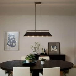 Grendel 5-Light Classic Pewter Vintage Industrial Dining Room Linear Chandelier by KICHLER -Kichler Sales classic pewter kichler chandeliers 52037clp 76 1000