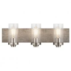 Dalwood 3-Light Classic Pewter Bathroom Vanity Light with Clear Seeded Glass by KICHLER