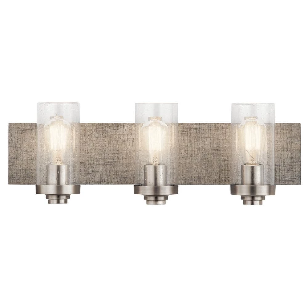 Dalwood 3-Light Classic Pewter Bathroom Vanity Light with Clear Seeded Glass by KICHLER 3 Dalwood 3-Light Classic Pewter Bathroom Vanity Light with Clear Seeded Glass by KICHLER