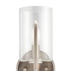 Nye 1-Light Classic Pewter Bathroom Indoor Wall Sconce with Clear Glass Shade by KICHLER -Kichler Sales classic pewter kichler vanity lighting 52316clp 1f 1000
