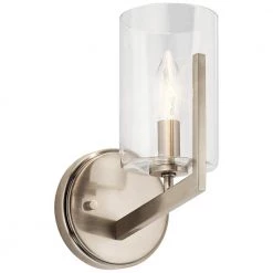 Nye 1-Light Classic Pewter Bathroom Indoor Wall Sconce with Clear Glass Shade by KICHLER